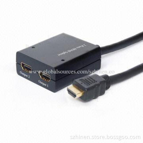 HDMI Splitter, 1 x 2 Pigtail Type, Supports Highest Video Resolution 1,080P